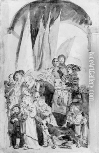 A Triumphal Procession, After Salomon De Bray Oil Painting - Jean-Honore Fragonard