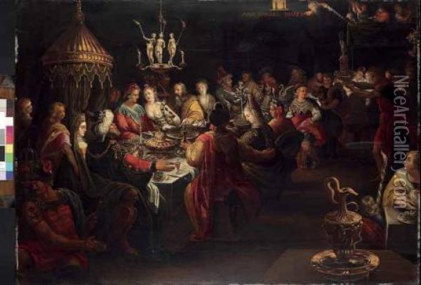 Il Convitto Di Baldassarre Oil Painting - Frans II Francken