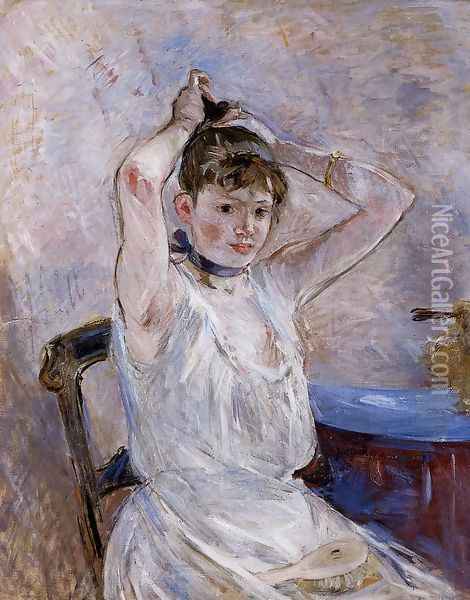 The Bath Oil Painting - Berthe Morisot