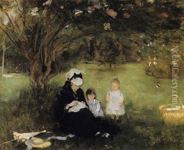Lilacs At Maurencourt Oil Painting - Berthe Morisot