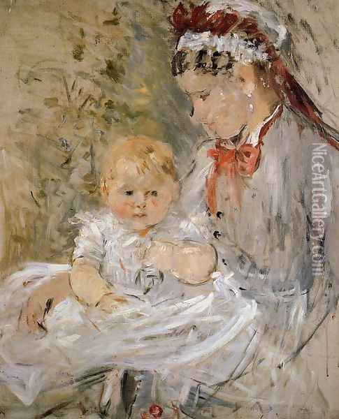 Julie with her Nurse 1880 Oil Painting - Berthe Morisot