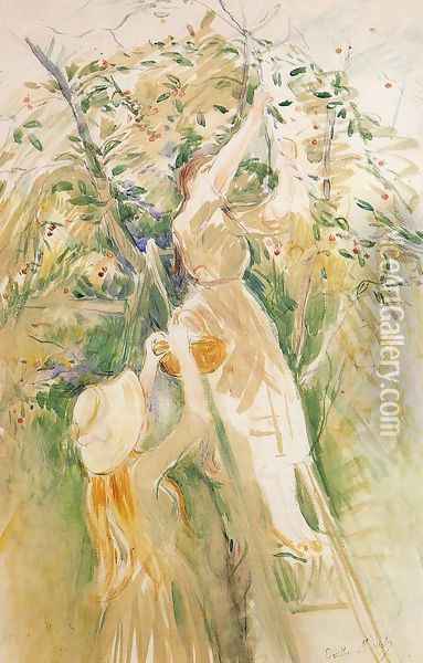 The Cherry Tree (study) Oil Painting - Berthe Morisot