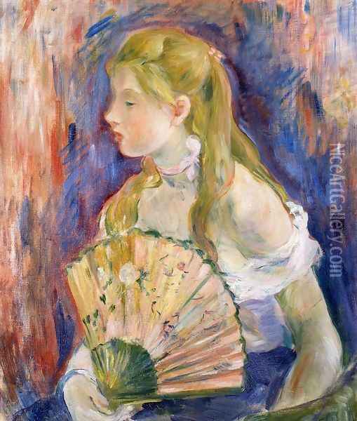 Girl with Fan Oil Painting - Berthe Morisot