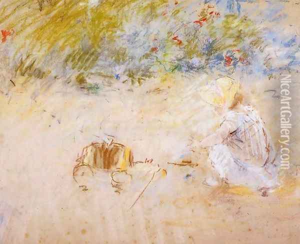 Child Playing in the Garden 1882 Oil Painting - Berthe Morisot