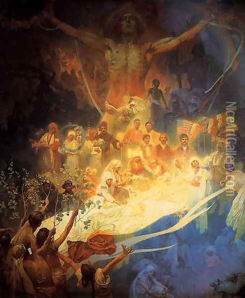 The Apotheosis Of The Slavs Oil Painting - Alphonse Maria Mucha