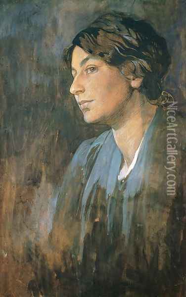 Portrait of Marushka, Artist's Wife, 1905 Oil Painting - Alphonse Maria Mucha