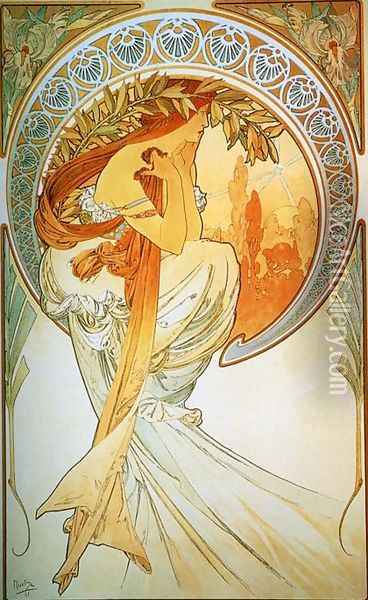 Dance. From The Arts Series. 1898 Oil Painting - Alphonse Maria Mucha