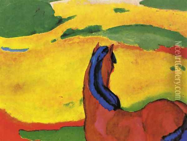 Horse In A Landscape Oil Painting - Franz Marc