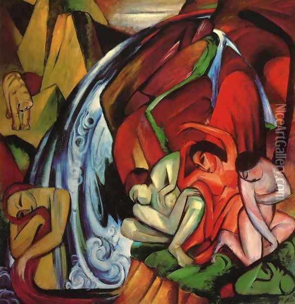 The Waterfall Oil Painting - Franz Marc