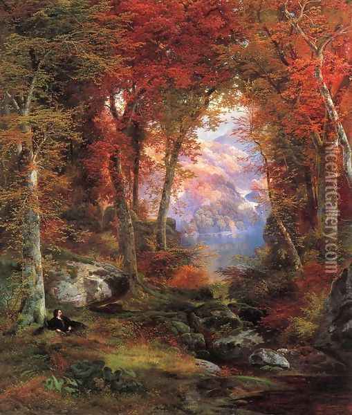 The Autumnal Woods (Under The Trees) Oil Painting - Thomas Moran