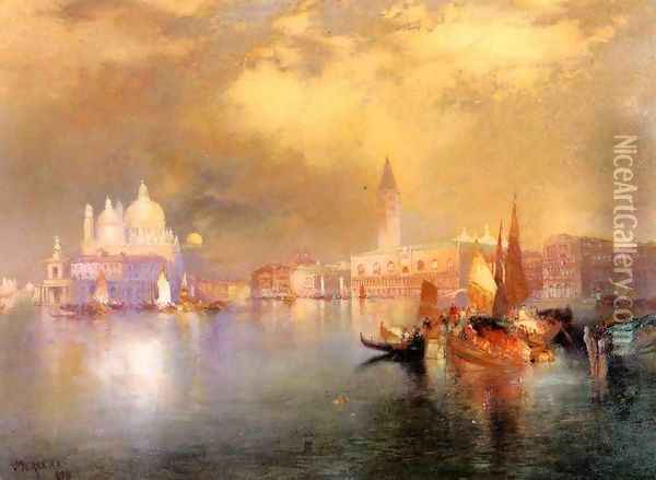 Moonlight in Venice Oil Painting - Thomas Moran
