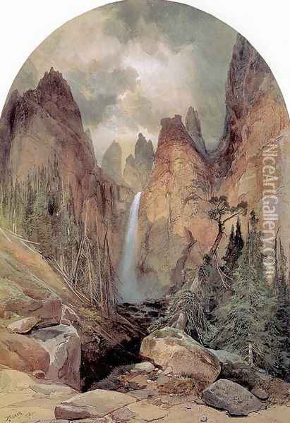 Tower Falls Oil Painting - Thomas Moran