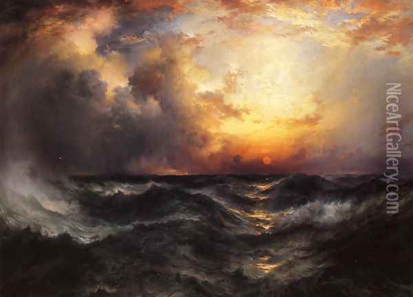 Sunset in Mid-Ocean Oil Painting - Thomas Moran