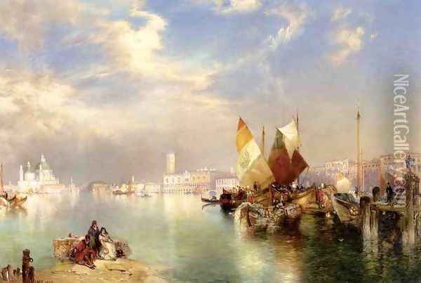 Venice, The Little Bridge Oil Painting - Thomas Moran