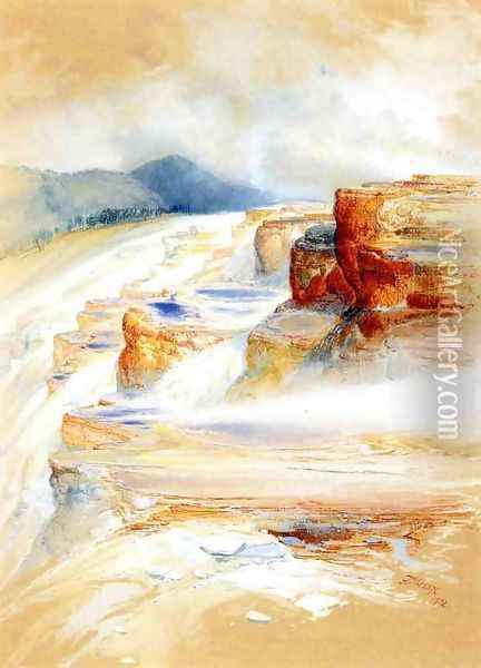 The Hot Springs of Gardiners River, Dianas Baths Oil Painting - Thomas Moran