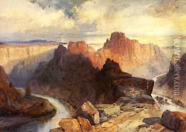 Summer, Amphitheatre, Colorado River, Utah Territory Oil Painting - Thomas Moran