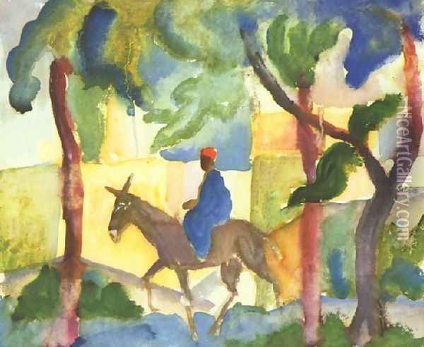 Donkey Horseman Oil Painting - August Macke