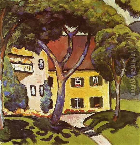 Staudacher's House at Tegernsee Oil Painting - August Macke