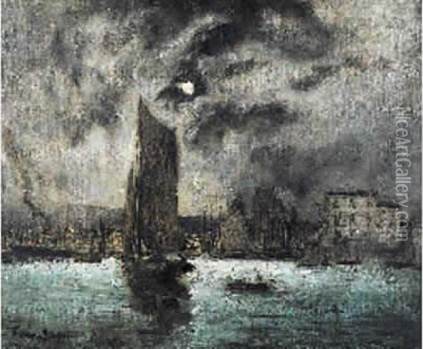 Le Port De Honfleur Au Crepuscule Oil Painting - Frank Myers Boggs