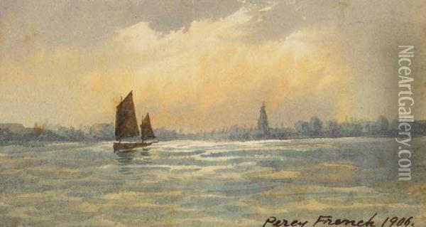 On Dublin Bay, 1906 Oil Painting - William Percy French