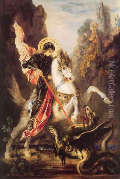 Saint George and the Dragon 1870-89 Oil Painting - Gustave Moreau