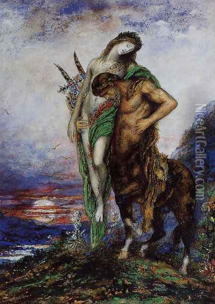 A Dead Poet being Carried by a Centaur Oil Painting - Gustave Moreau