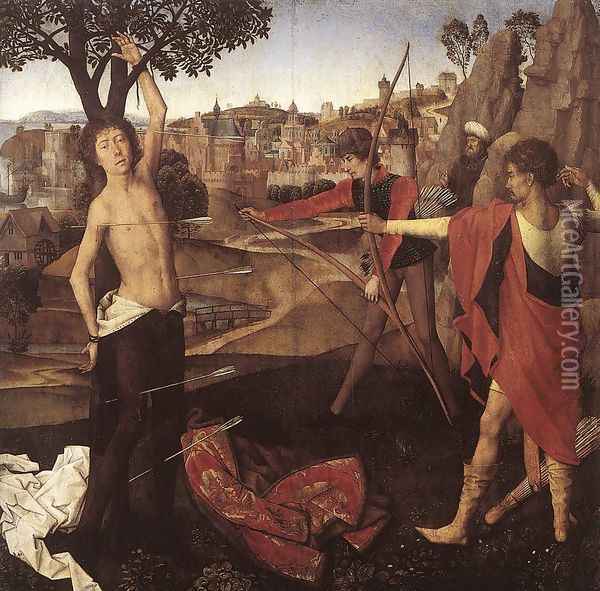 The Martyrdom of St Sebastian c. 1475 Oil Painting - Hans Memling