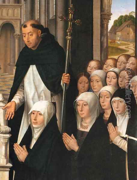 Virgin and Child with Sts James and Dominic (detail) 2 Oil Painting - Hans Memling