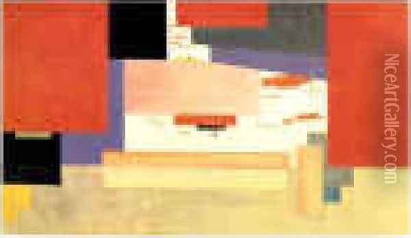 Suprematism Study For A Curtain Oil Painting - Kazimir Severinovich Malevich