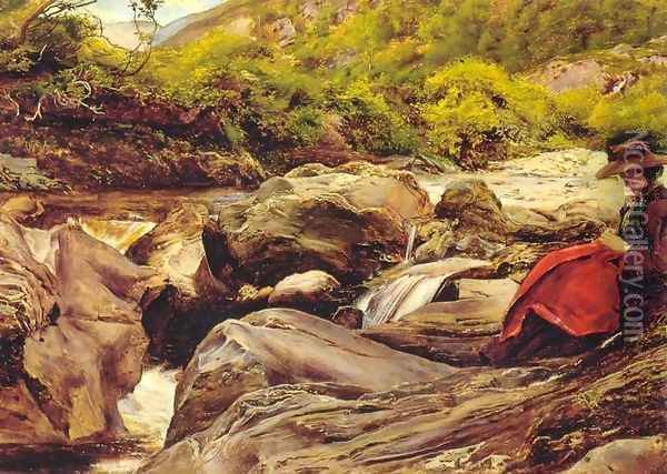 A Waterfall in Glenfinlas Oil Painting - Sir John Everett Millais