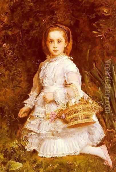 Portrait Of Gracia Lees (or Daughter Of T. Evans Lees, ESQ.) Oil Painting - Sir John Everett Millais