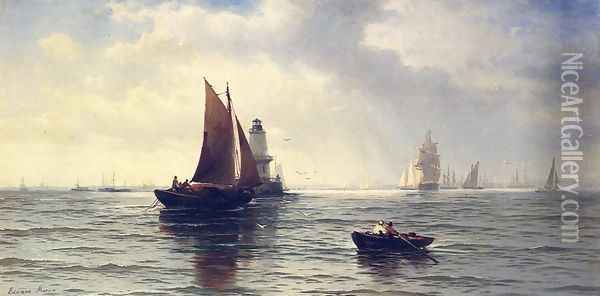 Around the Lighthouse Oil Painting - Edward Moran