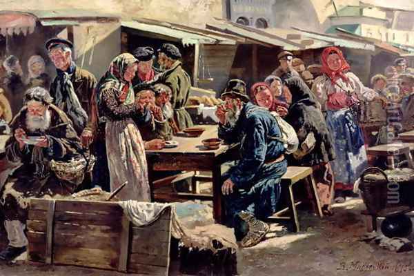 The Meal, 1875 Oil Painting - Vladimir Egorovic Makovsky
