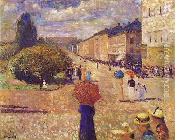 Spring Day on Karl Johan Street Oil Painting - Edvard Munch