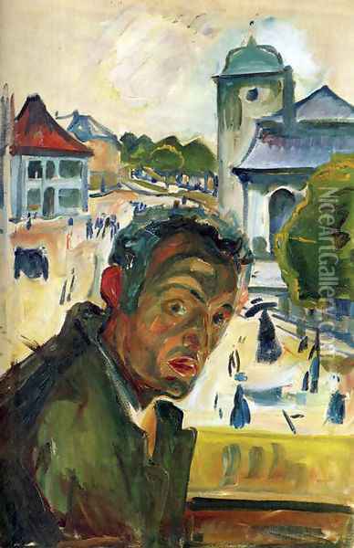 Self-Portrait in Bergen Oil Painting - Edvard Munch