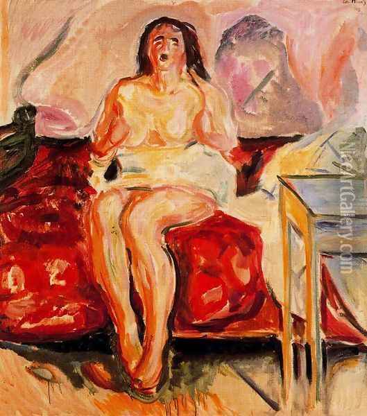 Girl Yawning Oil Painting - Edvard Munch