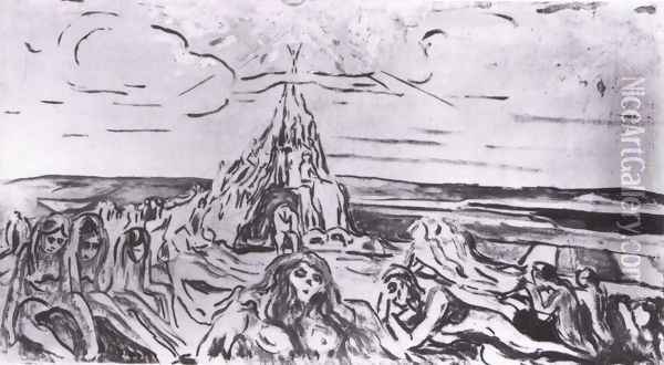 montagne de l'humanité avec le soleil de Zarathoustra 1910 Oil Painting - Edvard Munch