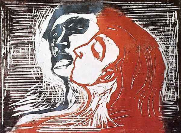 Man and Woman Oil Painting - Edvard Munch