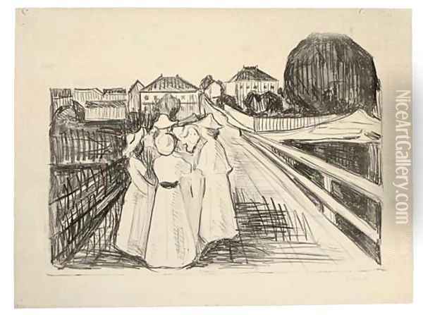 On the Bridge Oil Painting - Edvard Munch