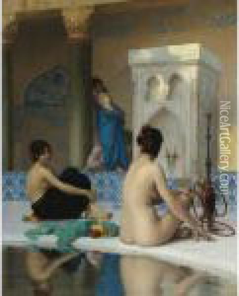 After The Bath Oil Painting - Jean-Leon Gerome