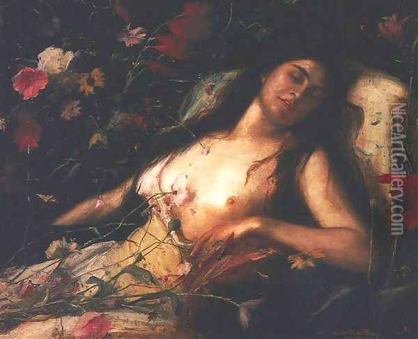 The Sacrifice of Flowers (A viragok aldozata) 1896 Oil Painting - Mihaly Munkacsy