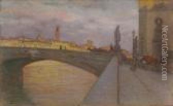 Firenze, Il Ponte Santa Trinita (armonie Fiorentine) Oil Painting - Francesco Gioli