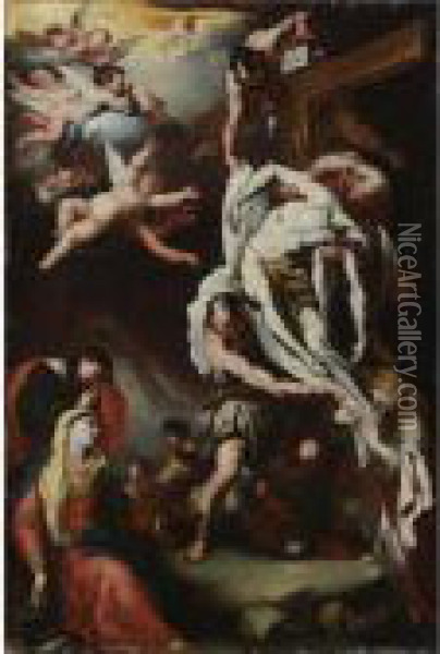 Descent From The Cross Oil Painting - Luca Giordano