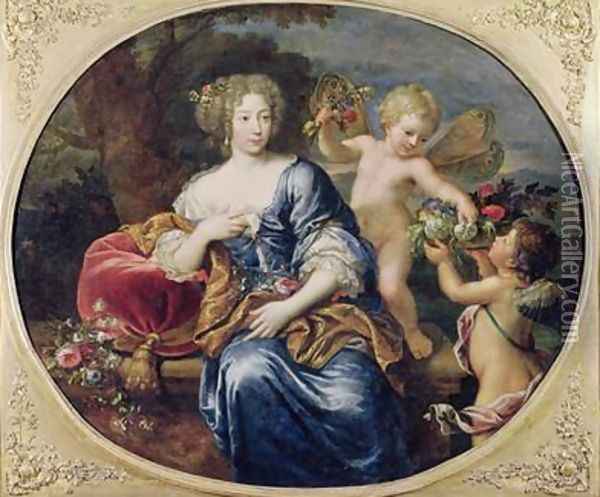 Portrait presumed to be Francoise-Athenais de Rochechouart de Mortemart 1640-1707 Marquise de Montespan Oil Painting - Pierre Mignard