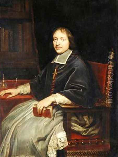 Portrait of a Cleric said to be Jean Francois Paul de Gondi Oil Painting - Pierre Mignard