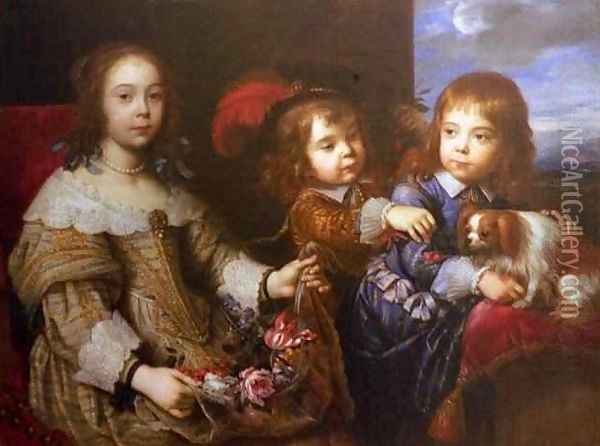 The Children of the Duc de Bouillon Oil Painting - Pierre Mignard