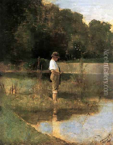 Angler 1890 Oil Painting - Laszlo Mednyanszky