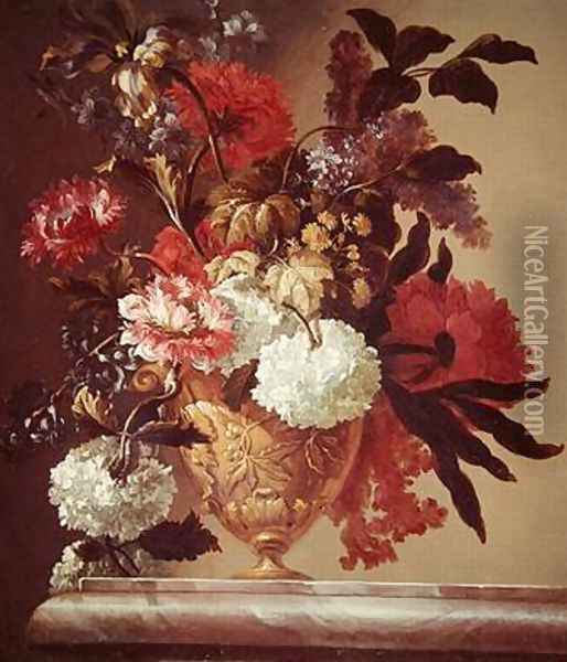 Flowers in a Vase 2 Oil Painting - Jean-Baptiste Monnoyer