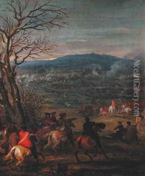 Louis XIV 1638-1715 in Battle near Mount Cassel 11th April 1677 1678 Oil Painting - Adam Frans van der Meulen
