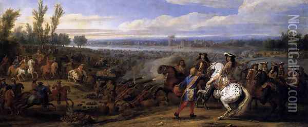 Crossing the Rhine 1672 Oil Painting - Adam Frans van der Meulen